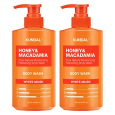 KUNDAL 昆黛爾 蜂蜜澳洲堅果保濕沐浴露 White Musk, 500ml, 2瓶