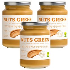 넛츠그린 100% 무가당 땅콩버터 스무스, 480g, 3개