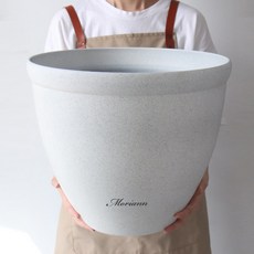 MORIANN 磨砂感塑膠圓形花盆, 象牙