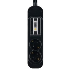 Boedam 漏電保護高容量2孔延長線, 1.5m, 黑色, 1個