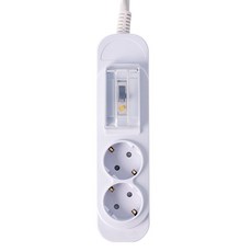 Boedam 漏電保護高容量2孔延長線, 3m, 白色, 1個