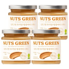 넛츠그린 100% 무가당 땅콩버터 스무스, 200g, 4개
