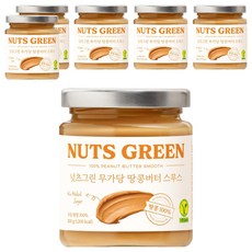 넛츠그린 100% 무가당 땅콩버터 스무스, 200g, 6개