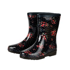 寶生 女性用透明防寒泥灘釣魚半筒靴, 玫瑰, 255