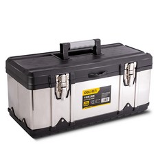 deLi 得力 Tools 便攜式不鏽鋼雙層儲存工具收納工具箱 銀黑色 EDL432020, 1個