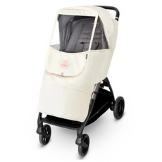 Manito 嬰兒車通用麻灰布章防風罩 + 收納袋, 兔子奶油, 1個