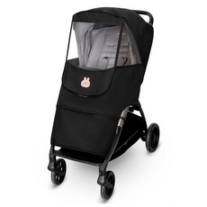 Manito 嬰兒車通用麻灰布章防風罩 + 收納袋, 兔子黑, 1個