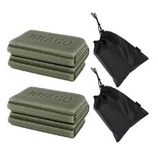 攜帶式超輕折疊登山墊 2入+收納袋 2入, 卡其色
