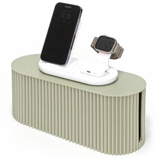 GOODIE FOODIE 摩登羅紋雙開口插座理線盒, 綠茶色, 1個