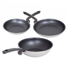 Altenbach Induction Ultra Combo 全五層不鏽鋼完美平底鍋3件組, 平底鍋 22cm + 平底鍋 28cm + 炒鍋 28cm, 銀色