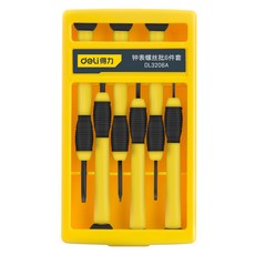 델리 툴즈 정밀 드라이버 6종 세트 블랙 옐로우 DL3206A, 1세트