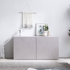 브릭 1200 거실수납장 방문설치, 스톤그레이