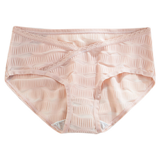 V腰梯型紋格蕾絲孕婦褲