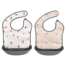 nordico 防水圍兜2件組 0歲, 森林朋友款 + 粉色狐狸款, 2件, 1組