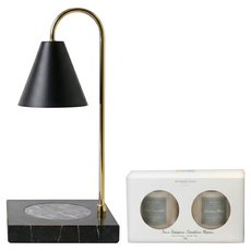 大理石香氛融蠟薰香燈組 含蠟燭 四季酒店 + 威尼斯人酒店 14.5 x 14.5 x 32cm, 黑色