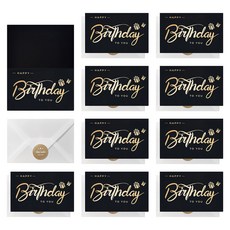 생일 축하 카드 골드 레터링 엽서 편지지 선물상자 세트, 혼합색상, 10세트