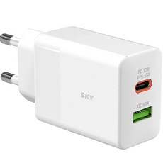 SKY Feel Q2Y PD PPS 33W C型雙孔高速充電器轉接頭, 1個, 白色