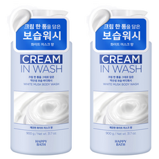 HAPPY BATH Cream In弱酸性保濕沐浴乳 白麝香款, 900g, 2瓶