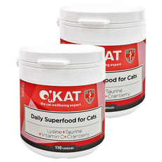 O'KAT 美喵人生 貓咪每日超級保健 貓用保健品, 110顆, 營養補充, 2罐