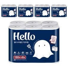 Hello Tissue Super Clean 天然紙漿廚房紙巾, 5個, 6入
