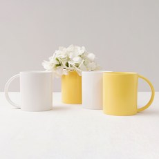 보울보울 국산 볼볼홈파티 빅머그 600ml, 밀크화이트 + 치즈옐로우, 4개