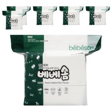 베베솜 표백 건티슈 순면 아기물티슈 리필형, 60g, 360매, 6개