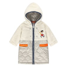 milk mile 童款氣球與長頸鹿刺繡撞色保暖絨毛連帽外套