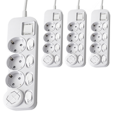 國產LED單顆多頭4孔EPM-L304SS，安全蓋, 1.5m, 單色, 4組