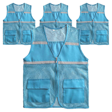 時尚共感 簡約網眼反光工作背心 天空藍, 天藍色, 4件
