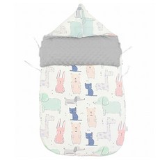 我家寶貝嬰幼兒純棉防驚跳豆豆絨睡袋 厚新生兒抱被含保暖披肩 108 x 52cm, Q萌寵 多色