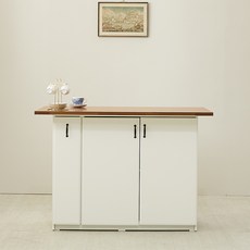 퍼피노 레브 1200 주방 아일랜드 식탁 홈바 테이블 수납장 방문설치, 아이보리