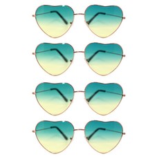 LivingDA 心型造型金屬框墨鏡, 4個, 藍橙調（隨機發貨）