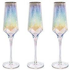 칼딘 홈카페 오로라 홀로그램 유리 샴페인잔, 310ml, 3개