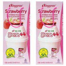 Binggrae 韓國草莓牛奶禮盒 (200ml/瓶) 香濃滑順 口感豐富, 36瓶