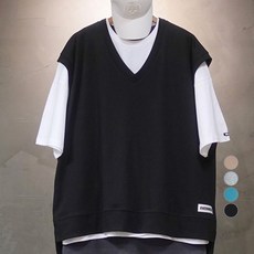 Overholic男款箱型寬鬆V領背心