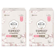 좋은느낌 피부에 직접 닿는 무표백 유기농순면 생리대 날개형, 중형, 32개입, 2개