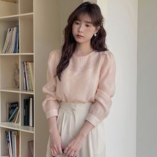 타니즈 여성용 어썸 하객룩 출근룩 라운드넥 퍼프 블라우스