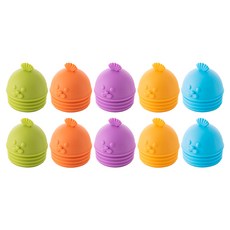 FLaiTO 矽膠動物插座安全蓋 海豹5件組, 海豹_綠色, 橘色, 紫色, 黃色, 藍色, 10個