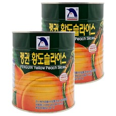 펭귄 황도 슬라이스 통조림, 3kg, 2개
