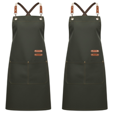 復古風時尚帆布圍裙, 軍綠色, 2件