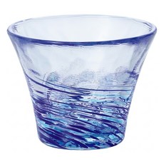 津輕 手作瀑布清酒杯 60ml, 1個, 透明藍色