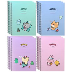 Pinkfoot Little Friends 3線英文筆記本 4款 各3入, 1組, 天藍色+薄荷綠+紫色+粉色