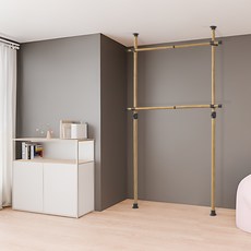 가화홈시스 실속형 2단 행거 WNLB2200, 우드(기둥), 검정(부품)