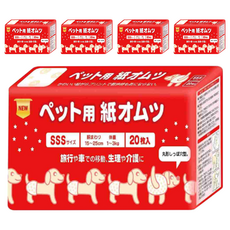 inuneru 狗兒爽 寵物尿褲 犬貓用, SSS/SS/S/M/L碼可選, SSS(15~25cm 體重1~3kg), 20片, 5包