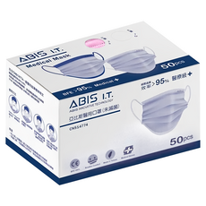 ABIS 小童平面醫用口罩, 粉色, 50片, 1盒