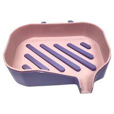 可壁掛雙層瀝水肥皂盒，PP材質，尺寸13x9x3cm，顏色隨機, 3個