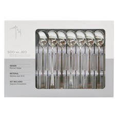 LIHAN Neo Round 韓式湯匙扁筷組, 湯匙 10支 + 筷子 10支, 銀色, 1組