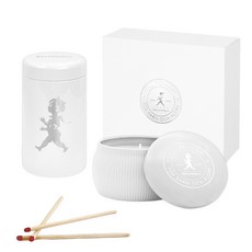 SOLSTICKAN 蠟燭火柴禮盒組 香氛蠟燭 火柴金屬罐, 白尤加利 白色