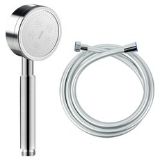 World Clean 304不鏽鋼蓮蓬頭+PVC防垢蓮蓬頭軟管2m組, 1組, 銀色(軟管)/隨機出貨(蓮蓬頭&軟管連接部分）