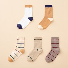 BASE ALPHA ESSENTIALS 兒童摩卡中筒襪5雙組